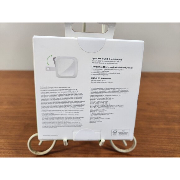 Belkin BoostCharge compact USB-C Wall Chrager 20w 2-Pack - Picture 2 of 4